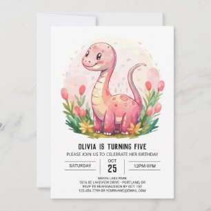 Invitation Joyeux anniversaire en ligne fille Dinosaur Bohème