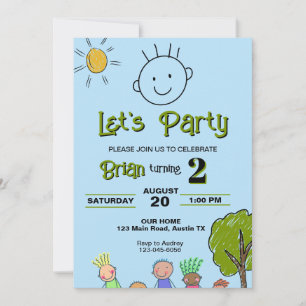 Invitation Joyeux Anniversaire Enfants Dessinés à la Main