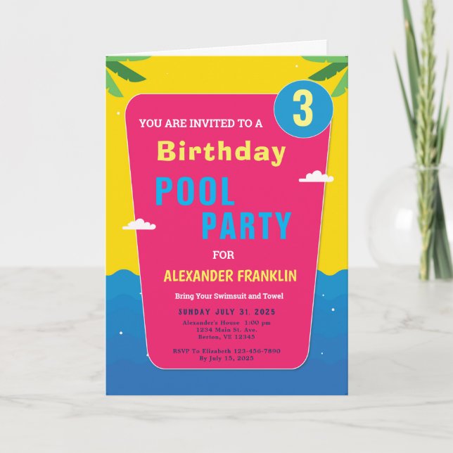 Invitation Joyeux anniversaire Enfants Fille Garçon âge Perso (Devant)