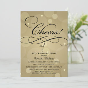 Invitation Joyeux Anniversaire Fête Bokeh Or