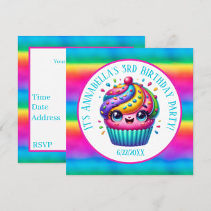 Invitation Joyeux anniversaire filles cupcake party ajouter n