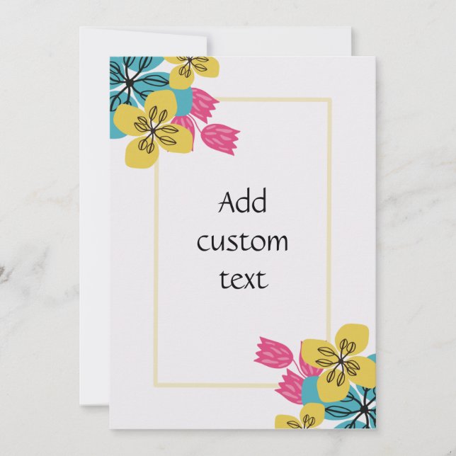 Invitation Joyeux anniversaire floral simple personnalisable (Devant)