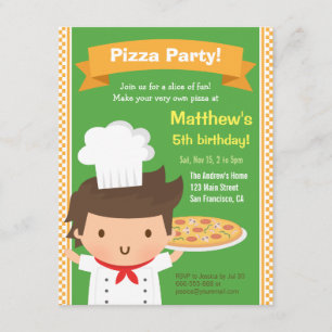 Invitation Joyeux Anniversaire Garçon Enfant Chef Pizza Migno