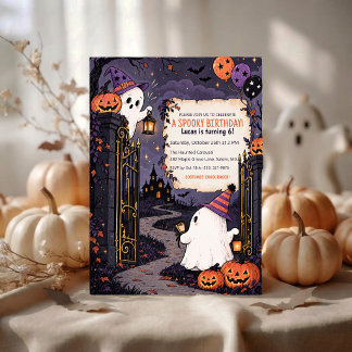 Invitation Joyeux Anniversaire Halloween Fantôme Vintage
