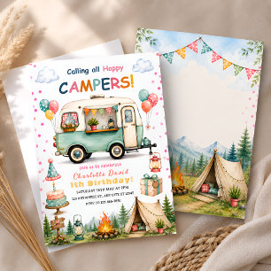 Invitation Joyeux Anniversaire Happy Camper 1 an