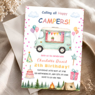 Invitation Joyeux Anniversaire Happy Camper 2 ans