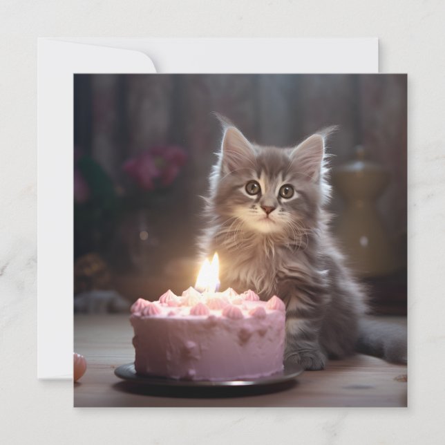 Invitation Joyeux Anniversaire Kitten (Devant)