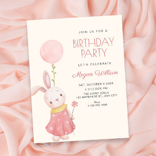 Invitation Joyeux anniversaire lapin mignon