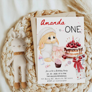 Invitation Joyeux Anniversaire Lapin pour Petite Fille