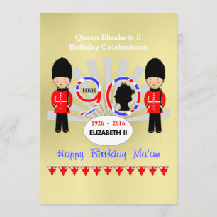 Invitation Joyeux anniversaire Ma'am Reine Elizabeth II 90e f