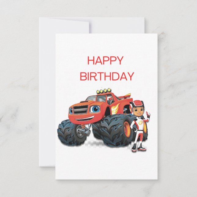 Invitation Joyeux anniversaire monstre des voeux de voiture. (Devant)