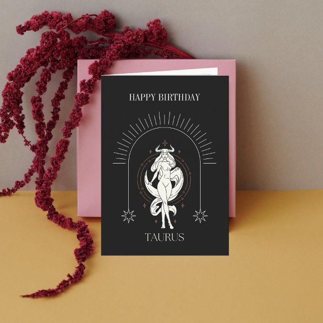 Invitation Joyeux Anniversaire Mystic Taurus Zodiac Horoscope (Happy Birthday Mystic Taurus Zodiac Horoscope Card)