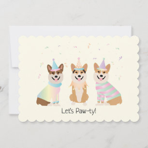 Invitation Joyeux Anniversaire Pembroke Welsh Corgi Chiens