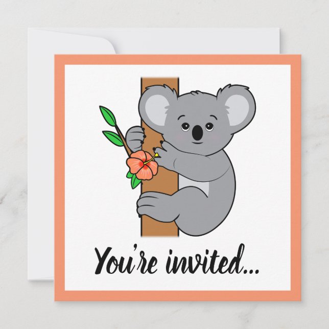 Invitation Joyeux Anniversaire Petit Koala Mignon (Devant)