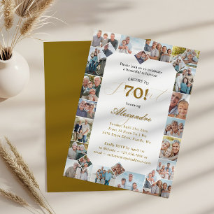 Invitation Joyeux Anniversaire pour 70 Ans de Photos en Colla