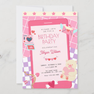 Invitation Joyeux anniversaire rose