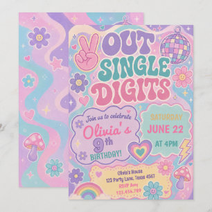 Invitation Joyeux Anniversaire Simple Chiffres Groovy Rétro