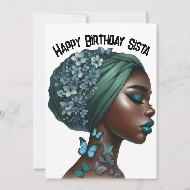 Invitation Joyeux anniversaire Sista black girl magie melanin (Devant)
