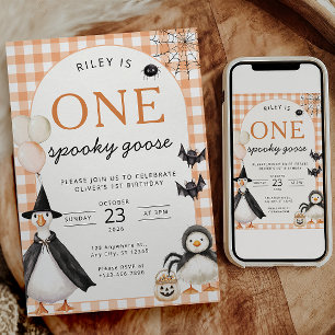 Invitation Joyeux anniversaire Spooky Goose Halloween 1 an
