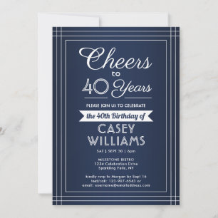 Invitation Joyeux Anniversaire Toute Année Bleu Nuit Blanc 4 