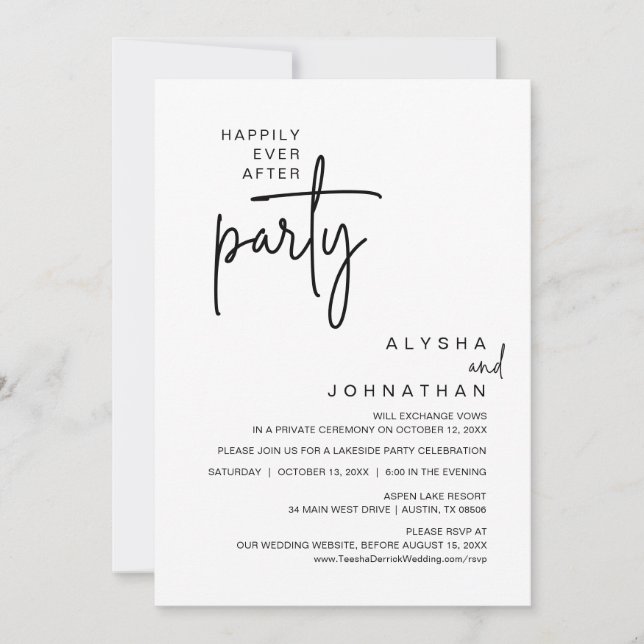 Invitation Joyeux Après La Fête, Dîner Mariage (Devant)