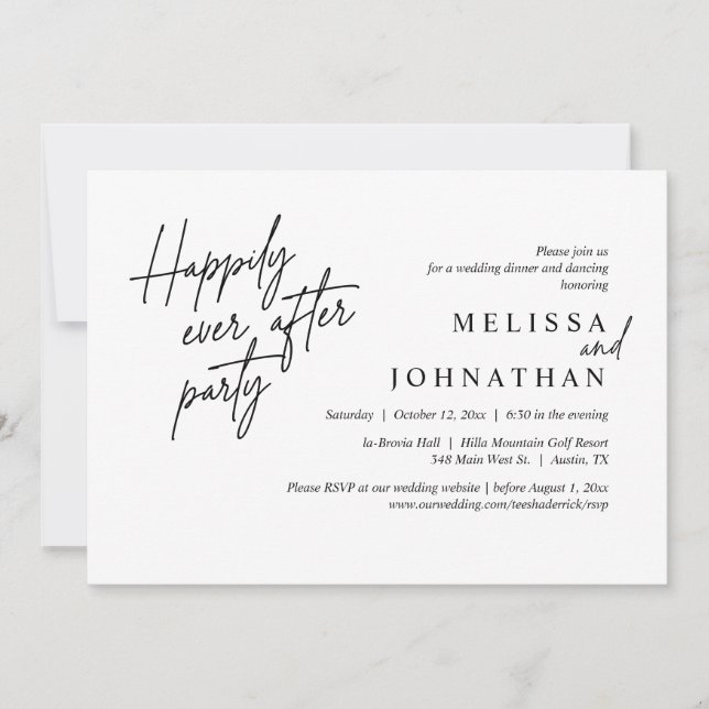 Invitation Joyeux Après La Fête, Dîner Mariage Moderne (Devant)