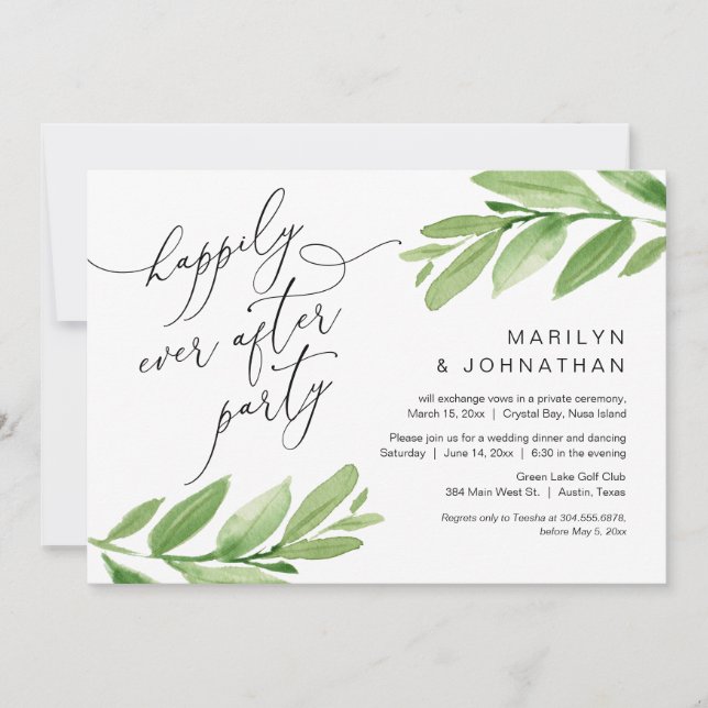 Invitation Joyeux Après La Fête, L'Édifice, La Verdure (Devant)