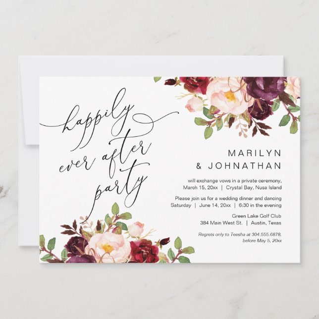 Invitation Joyeux Après La Fête, L'Elopement, La Bourgogne (Devant)