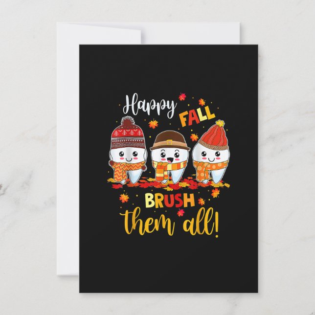 Invitation Joyeux Automne Brossez Les Tous Équipe De Dentiste (Devant)
