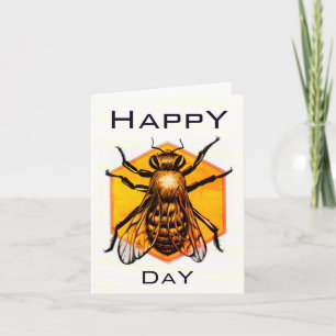 Invitation Joyeux B jour Miel abeilles orange jaune amusant a