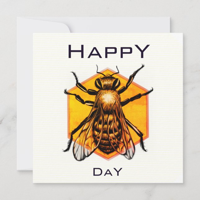 Invitation Joyeux B jour Miel abeilles orange jaune amusant a (Devant)