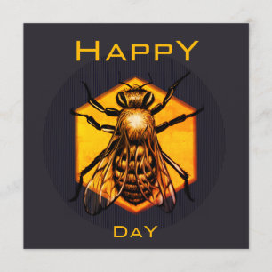 Invitation Joyeux B jour Miel abeilles orange jaune amusant a