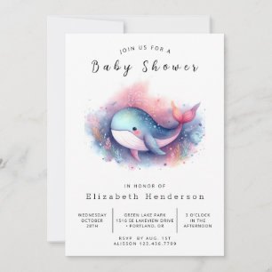 Invitation Joyeux Baby shower de baleines à imprimer