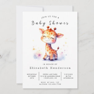 Invitation Joyeux Baby shower de Giraffe Editable