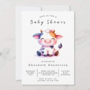 Invitation Joyeux Baby shower de vache de veau de ferme