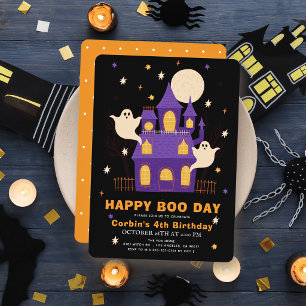 Invitation Joyeux Boo Day Maison Hantée Fantômes Anniversaire