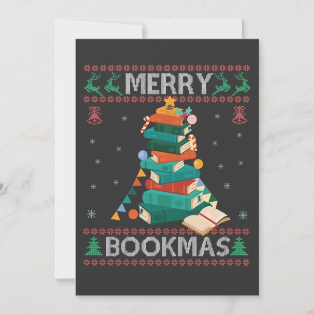 Invitation Joyeux Bookmas Sweat de Noël drôle et laid Cadeau  (Devant)