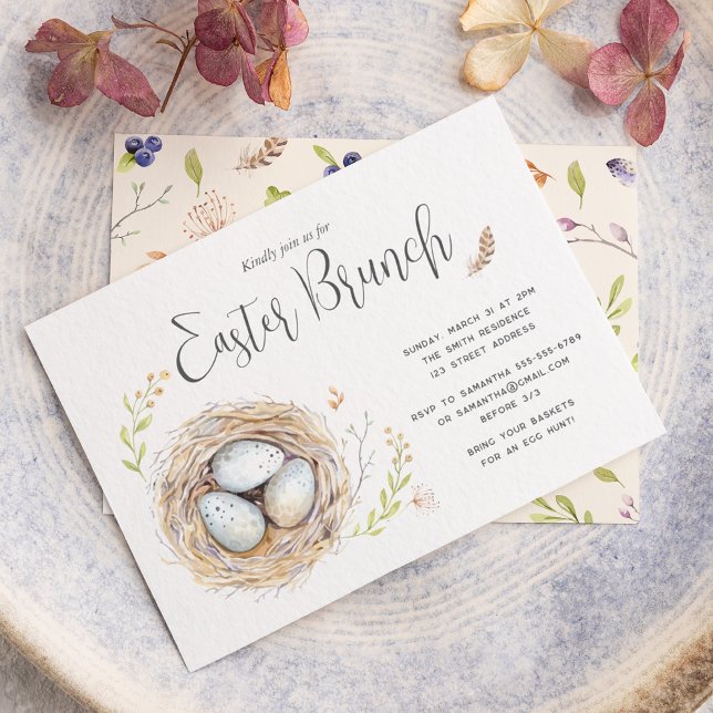 Invitation Joyeux Brunch de Pâques aquarelle (Créateur téléchargé)