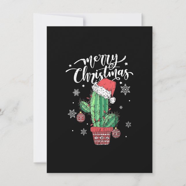 Invitation Joyeux Cactus de Noël avec Santa Hat Light Funny (Devant)