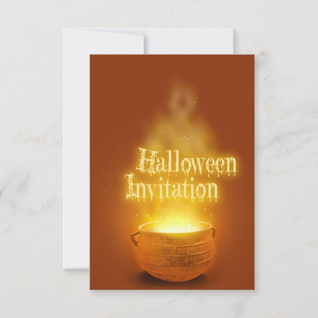Invitation Joyeux Caldron de la sorcière d'Halloween (Devant)