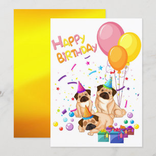 Invitation Joyeux Carlins d'anniversaire