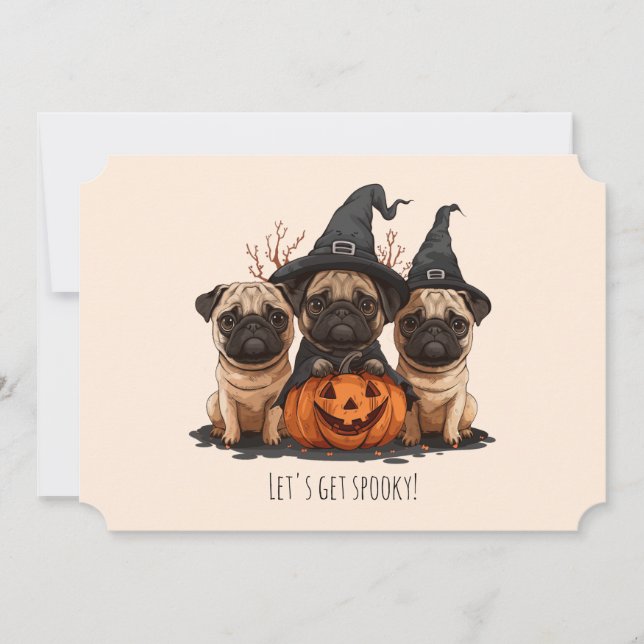 Invitation Joyeux Carlins d'Halloween Jack O Lanterns (Devant)