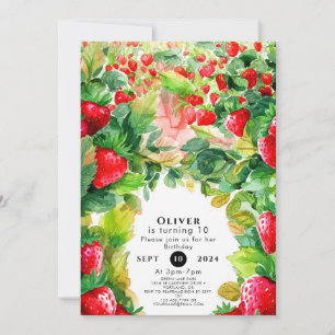 Invitation Joyeux Charme Whimsical fraise Anniversaire
