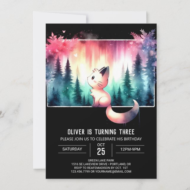 Invitation Joyeux Chat Boho Anniversaire (Devant)