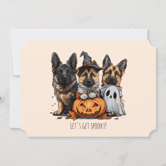 Invitation Joyeux chien berger allemand Halloween (Devant)