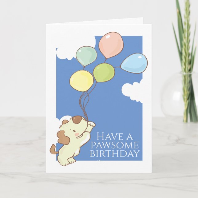 Invitation Joyeux Chien D'Anniversaire Et Ballons (Devant)