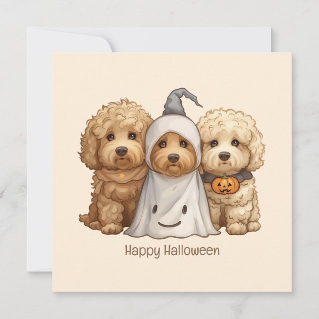 Invitation Joyeux chien d'Halloween Goldendoodle (Devant)
