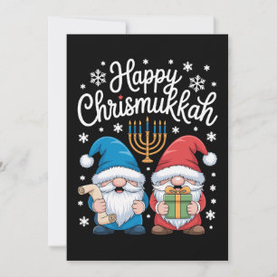 Invitation Joyeux Chrismukkah Gnomes Menorah Hanukkah Xmas