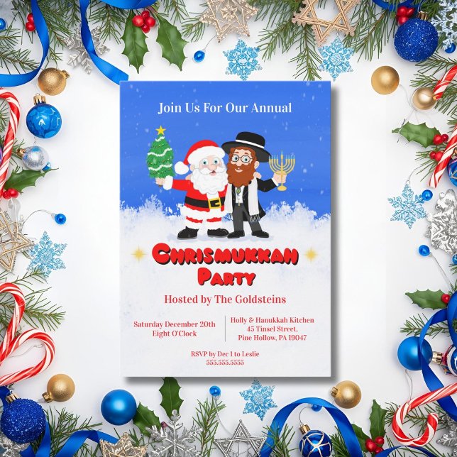 Invitation Joyeux Chrismukkah Père Noël rencontre le parti Ra (Créateur téléchargé)