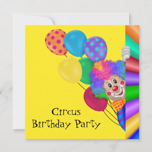 Invitation Joyeux cirque clown fête d'anniversaire (Devant)